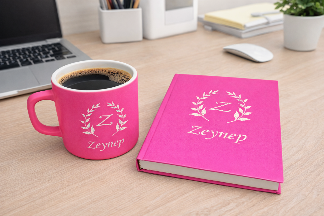 Kişiye Özel Ofis Seti – İsimli Kupa & Defter