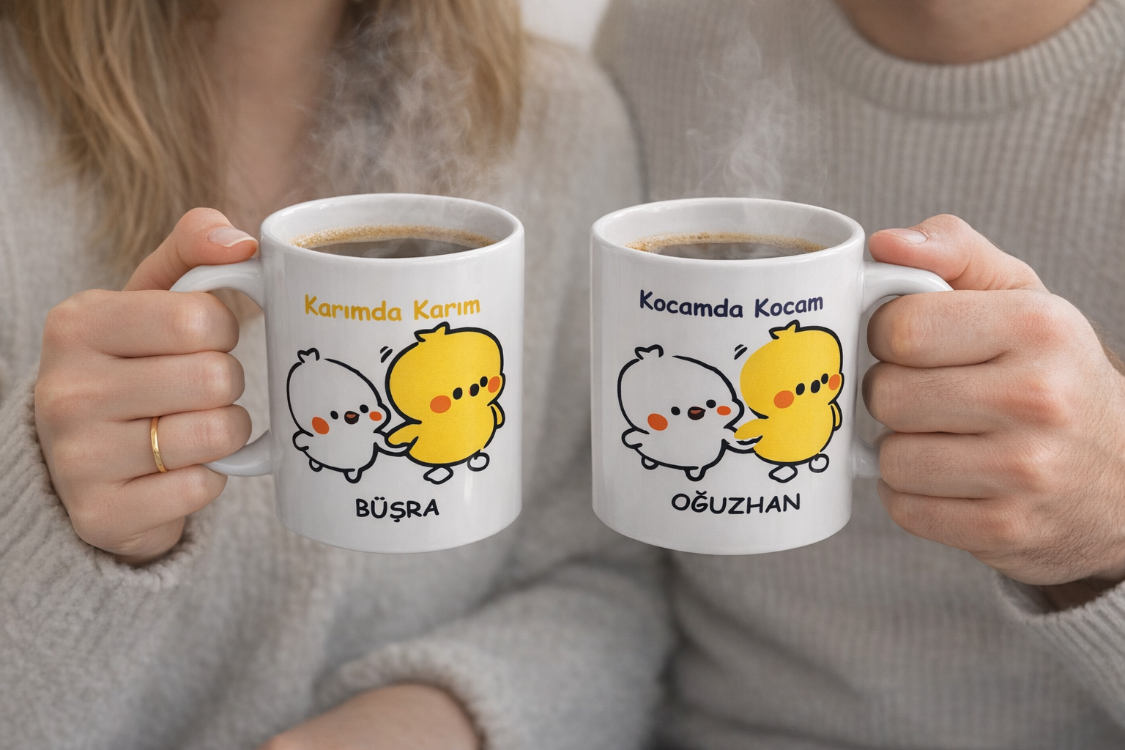Kişiye Özel Karımda Karım – Kocamda Kocam Çift Kupa Bardak Seti