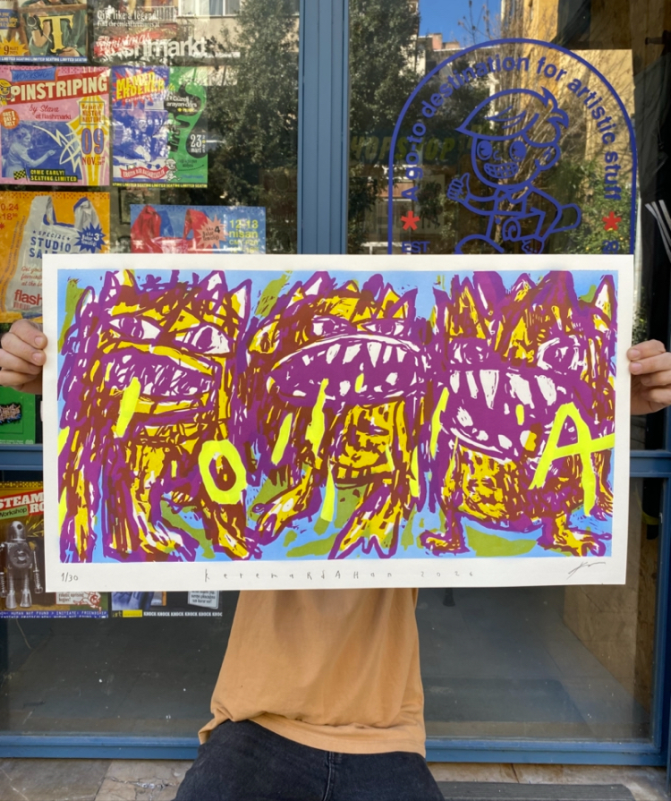 Cramped 40X70 cm Linoprint 