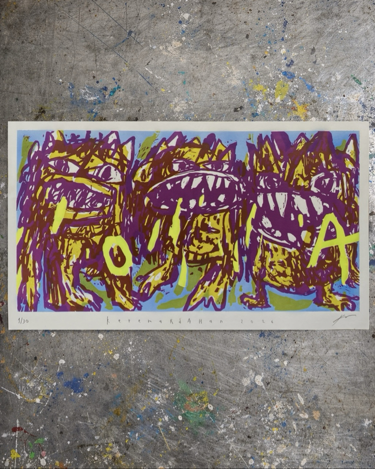 Cramped 40X70 cm Linoprint 
