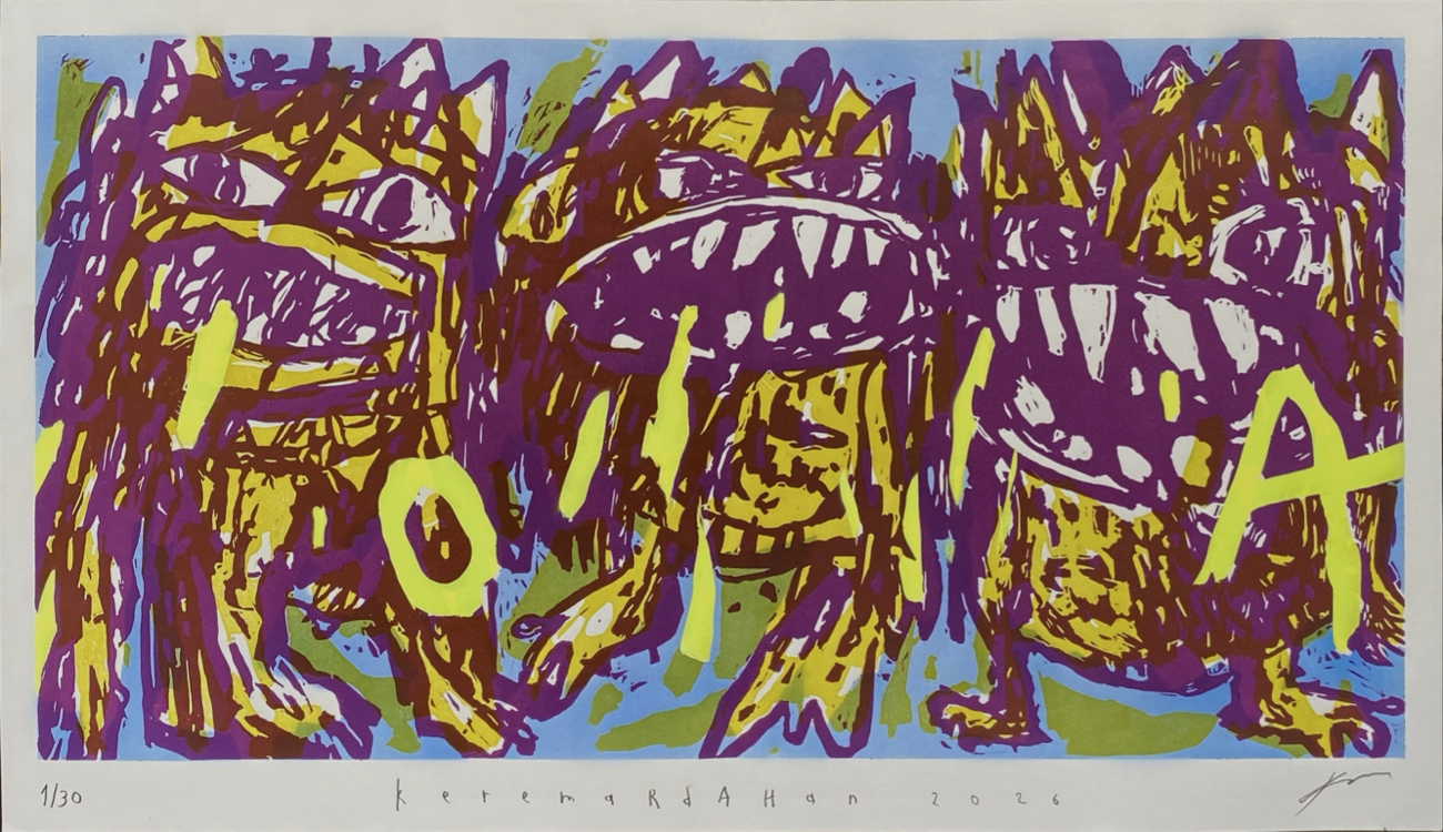 Cramped 40X70 cm Linoprint 