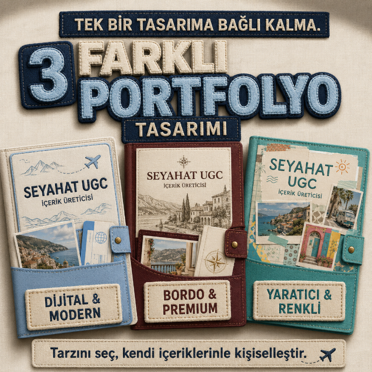 Travel UGC Portfolyo Şablonları | 3 Canva Tasarımı + Ek Sayfalar