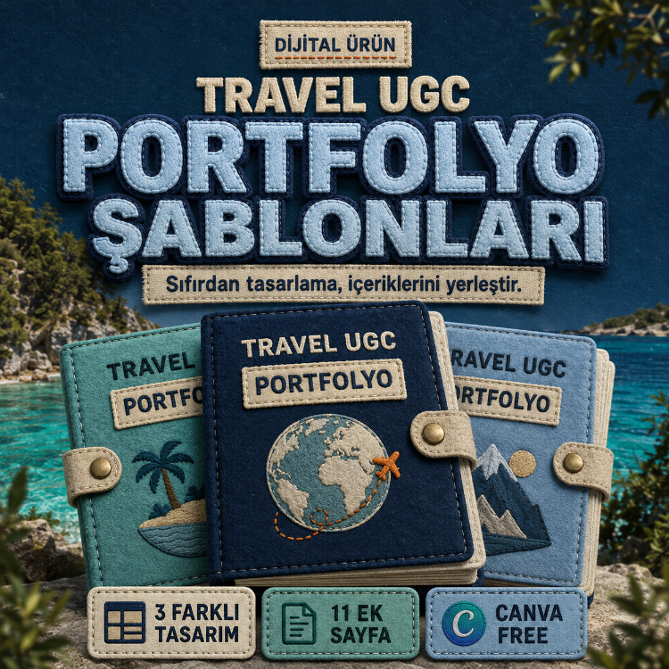 Travel UGC Portfolyo Şablonları | 3 Canva Tasarımı + Ek Sayfalar