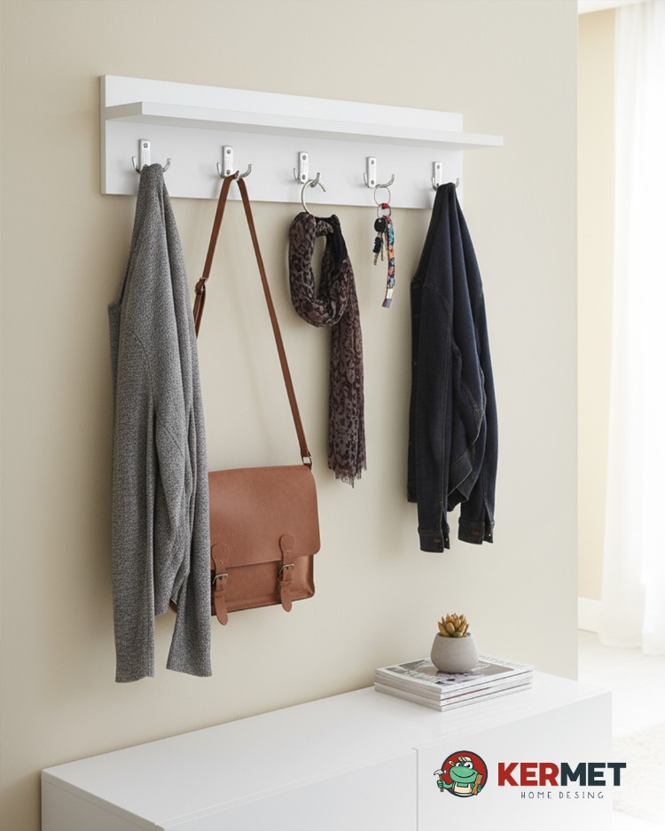 KermetHome Askılık Portmanto Hol Koridor Askılık Metal Askı 70 cm GRİ KANCALI