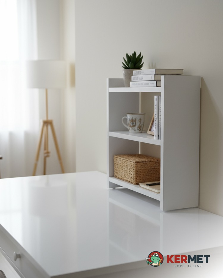 KermetHome Masa Üstü Kitaplık Rafı Ve Çok Amaçlı Mini Raflı Masa Üstü Dolap