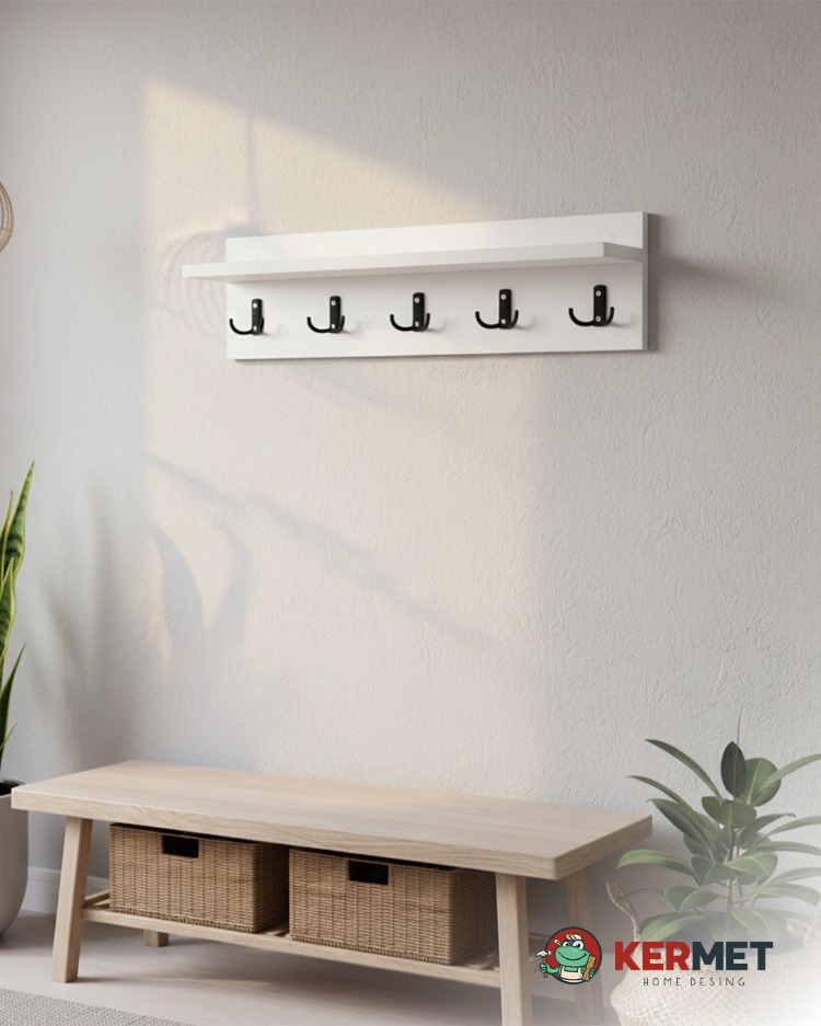 KermetHome Askılık Portmanto Hol Koridor Askılık Siyah Metal Askı