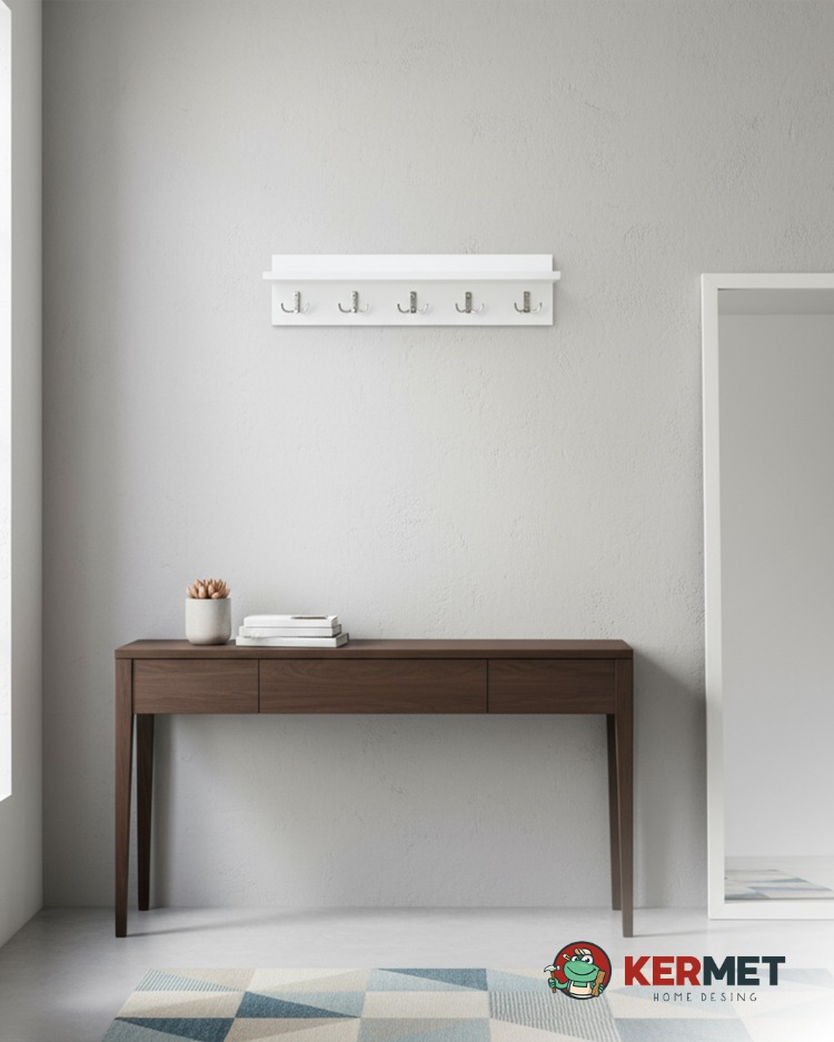 KermetHome Askılık Portmanto Hol Koridor Askılık Metal Askı 70 cm GRİ KANCALI