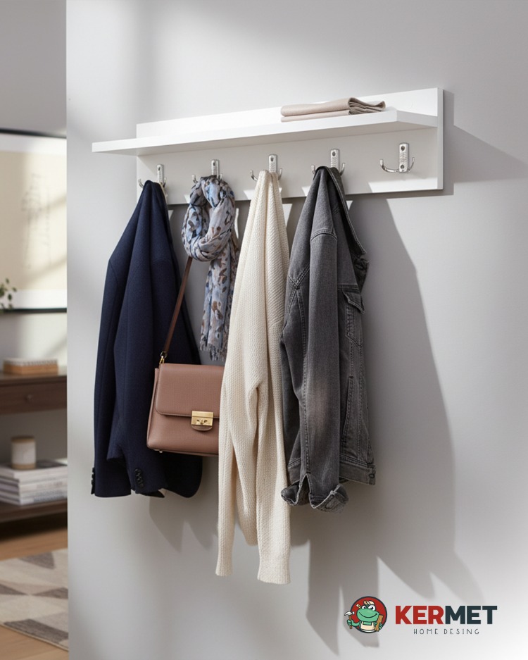 KermetHome Askılık Portmanto Hol Koridor Askılık Metal Askı 70 cm GRİ KANCALI