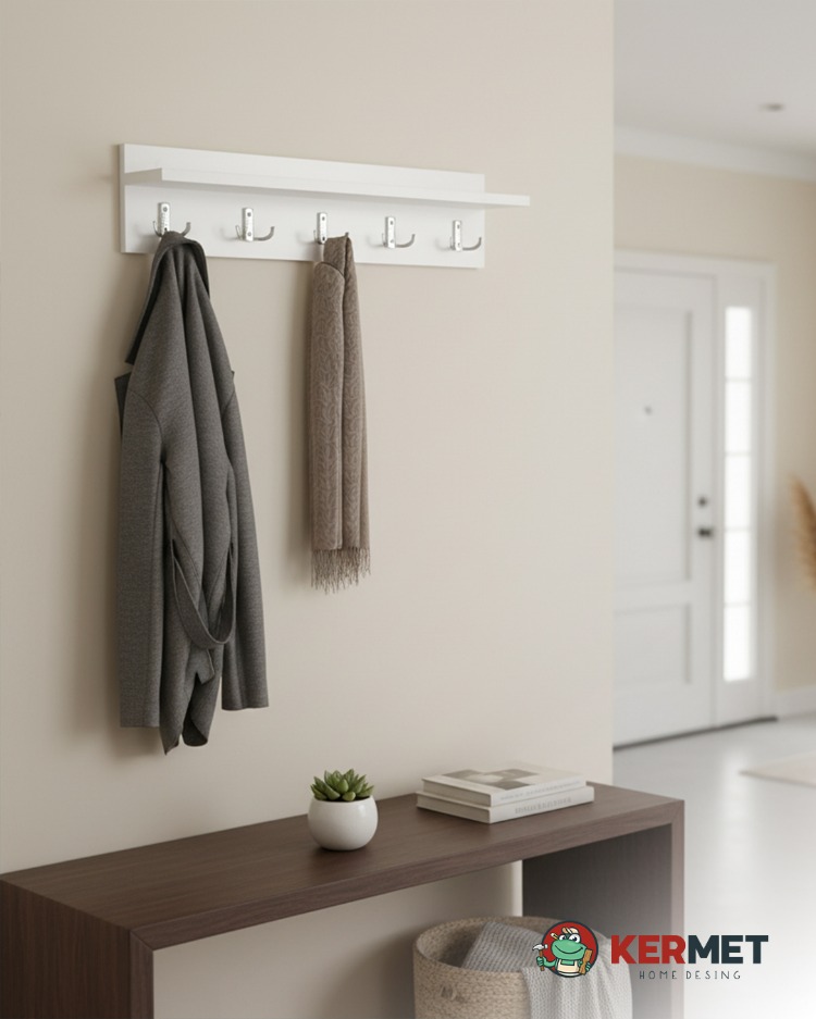 KermetHome Askılık Portmanto Hol Koridor Askılık Metal Askı 70 cm GRİ KANCALI