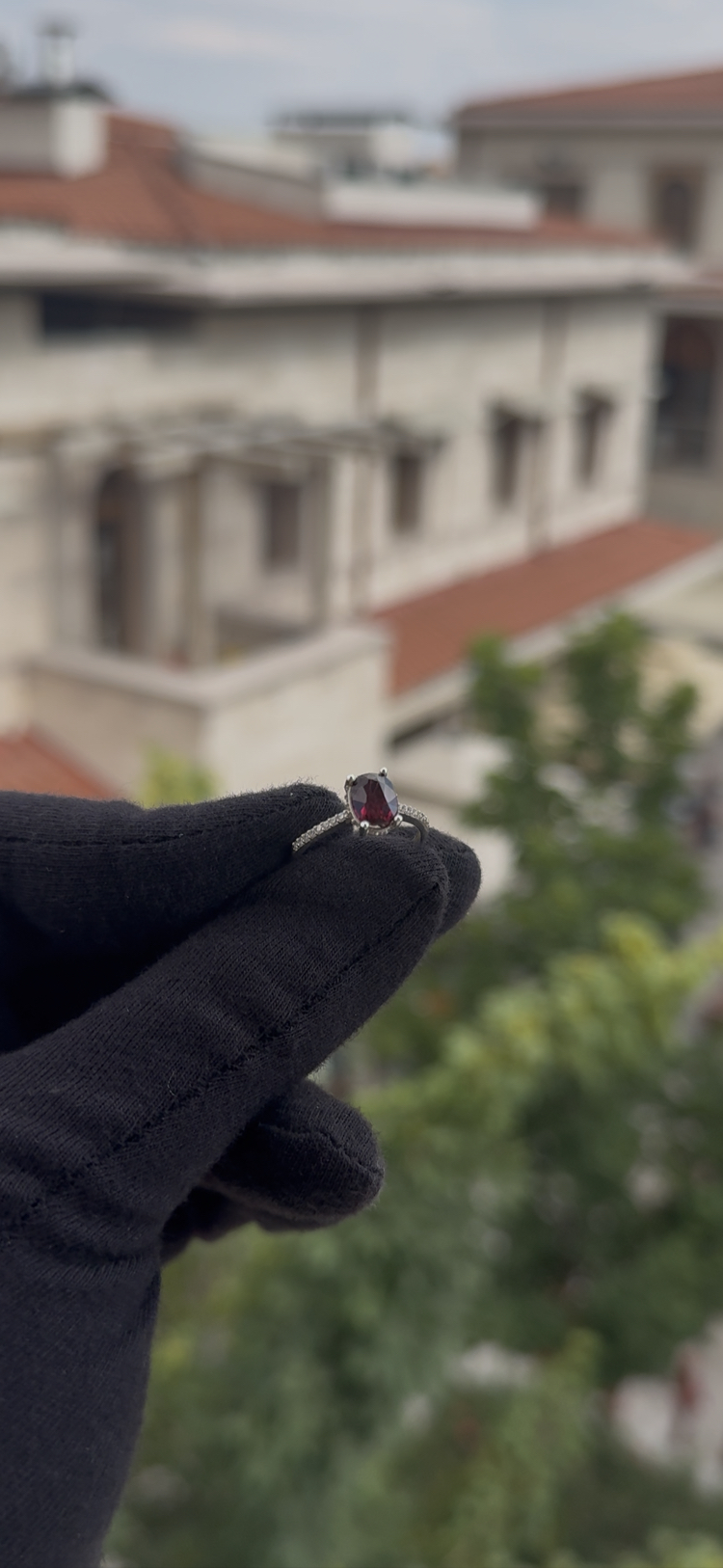 Garnet Taşlı Gümüş Yüzük