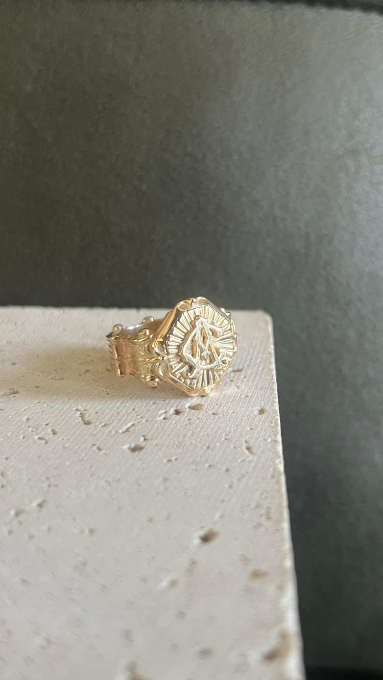 Harfli Gümüş Yüzük (Gold)