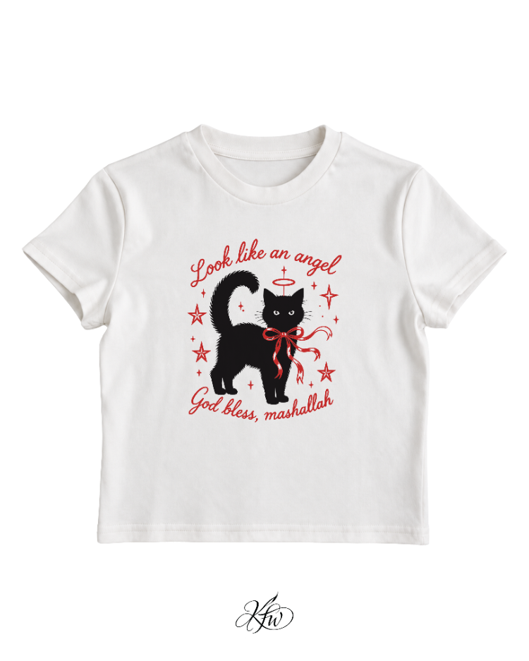 angel cat - baby tee