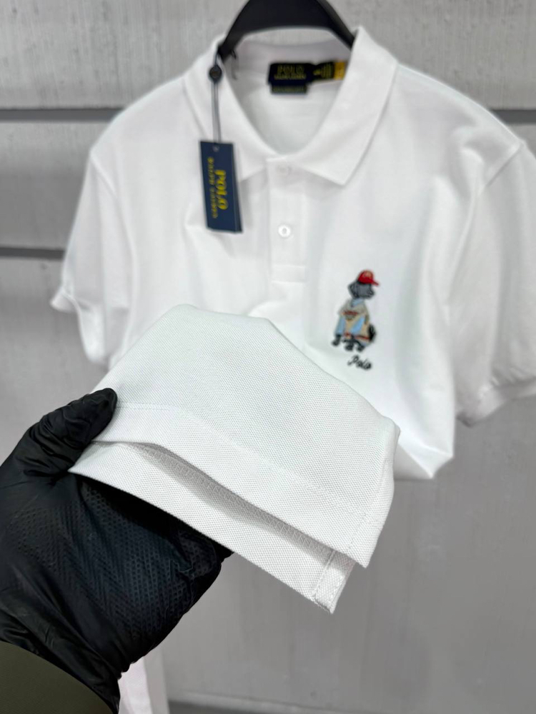 POLO RALPH LAUREN DOG NAKIŞ İŞLEMELİ PAMUK PİKE KUMAŞ POLO YAKA