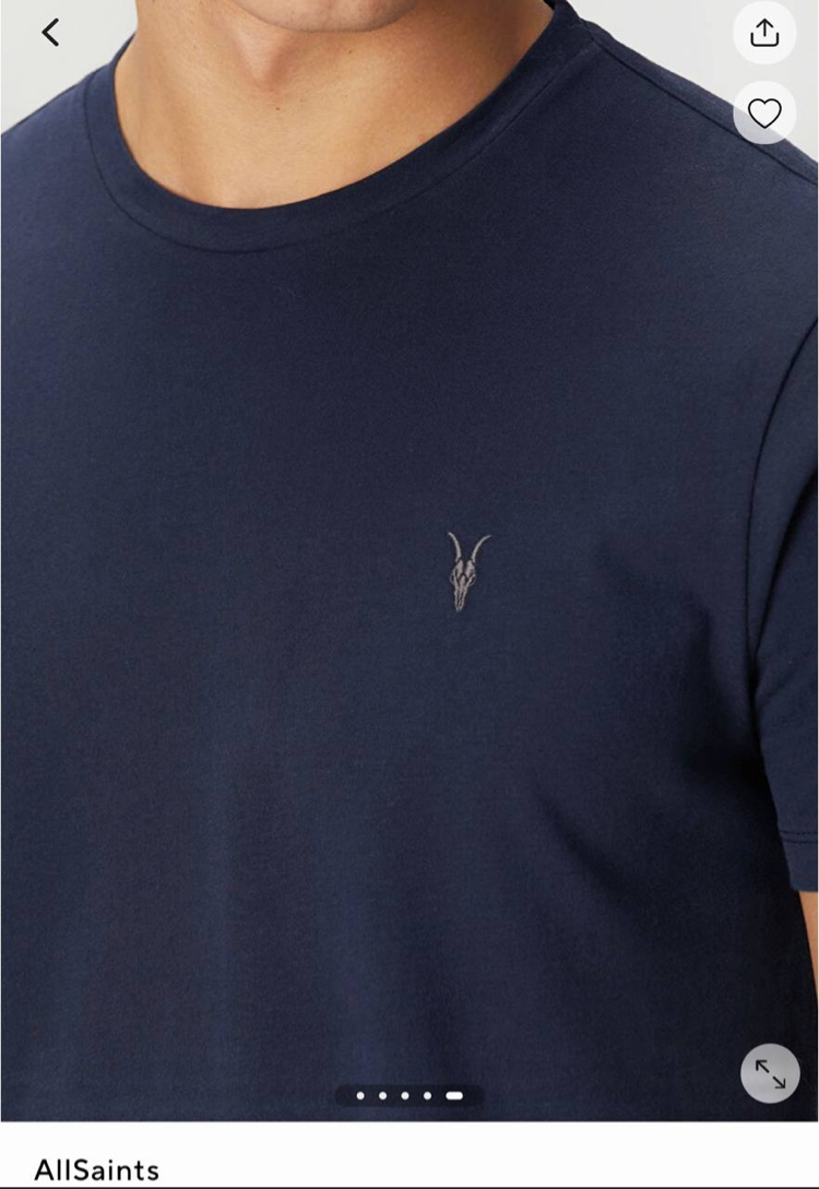 ALLSAINT NAKIŞ LOGOLU TSHIRT PAMUK PIMA  KUMAŞ REGULAR FIT