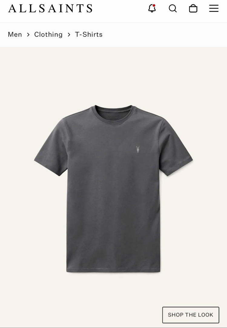 ALLSAINT NAKIŞ LOGOLU TSHIRT PAMUK PIMA KUMAŞ REGULAR FIT
