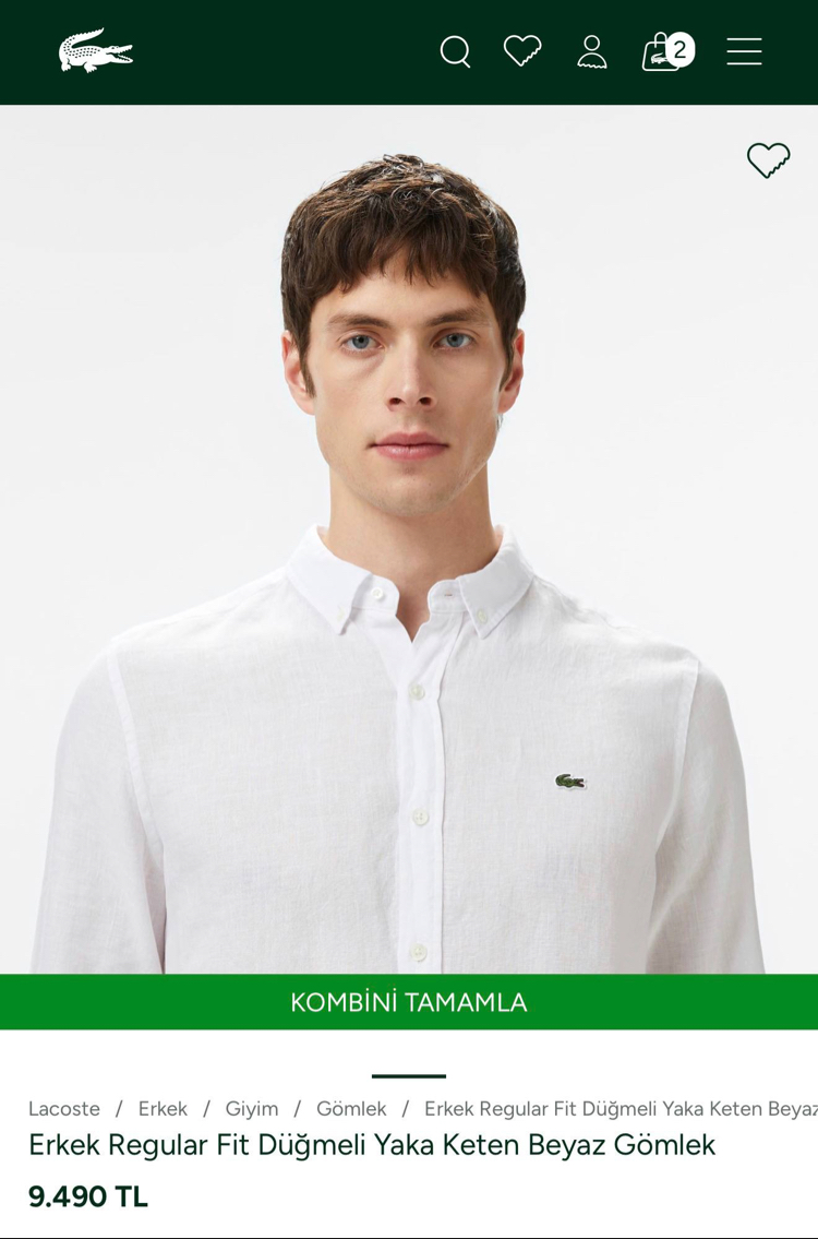 LACOSTE KETEN GÖMLEK TİMSAH NAKIŞ İŞLEMELİ RAHAT KALIP 