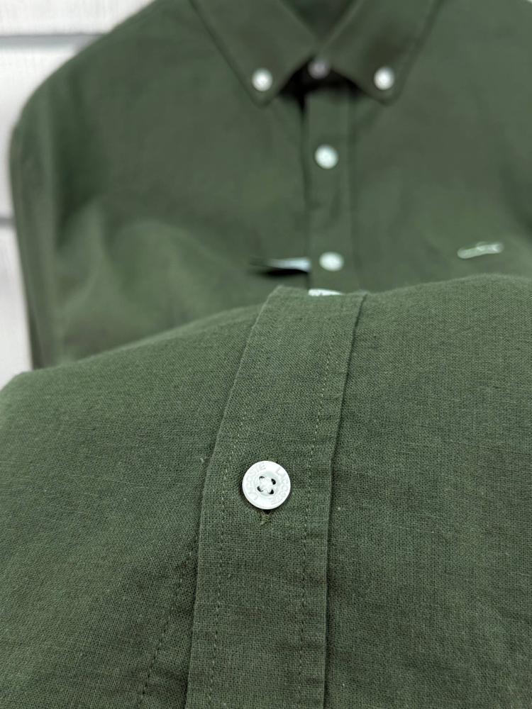 LACOSTE KETEN GÖMLEK TİMSAH NAKIŞ İŞLEMELİ RAHAT KALIP