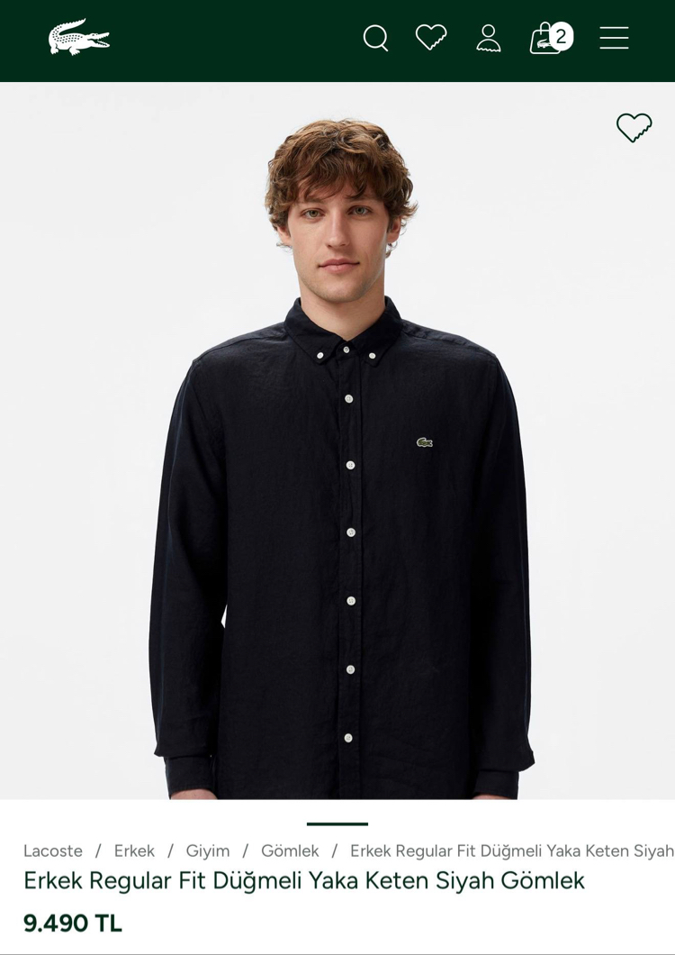 LACOSTE KETEN GÖMLEK TİMSAH NAKIŞ İŞLEMELİ RAHAT KALIP