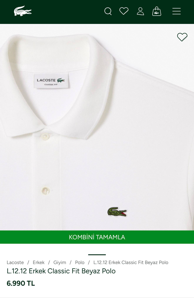 LACOSTE POLO YAKA PAMUK PİKE KUMAŞ TİMSAH İŞLEMELİ YIRTMAÇ DEYATLI ORJ SERİES
