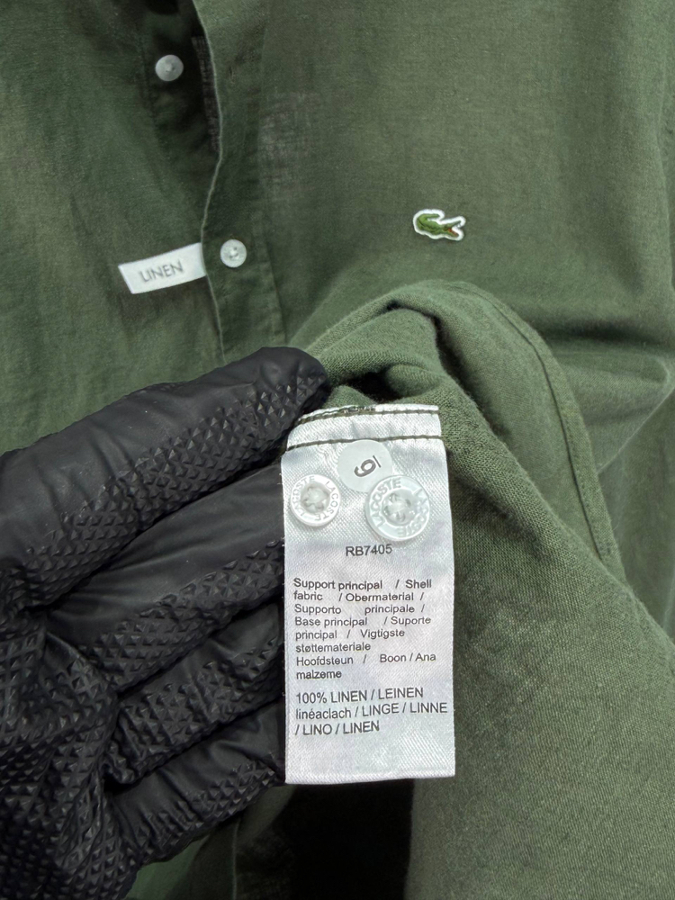 LACOSTE KETEN GÖMLEK TİMSAH NAKIŞ İŞLEMELİ RAHAT KALIP