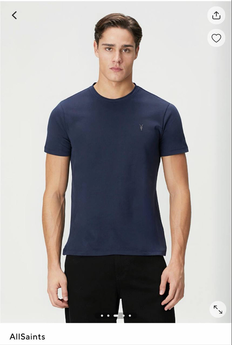ALLSAINT NAKIŞ LOGOLU TSHIRT PAMUK PIMA  KUMAŞ REGULAR FIT