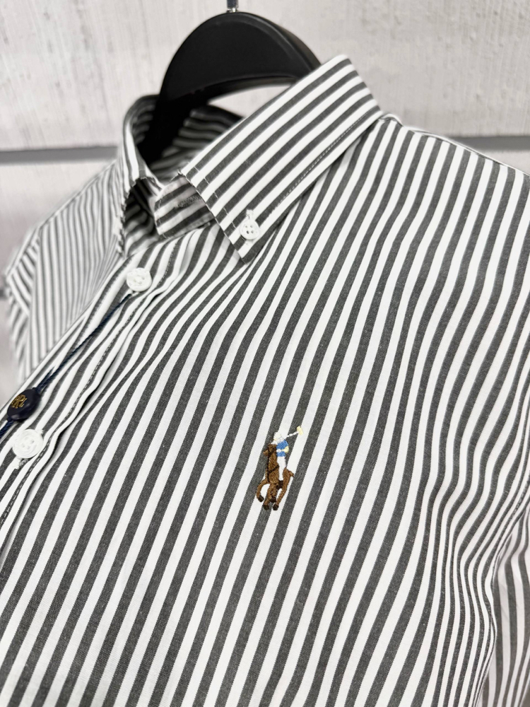 PL RALPH LAUREN ÇİZGİ DESEN DETAYLI GÖMLEK NAKIŞ LOGO