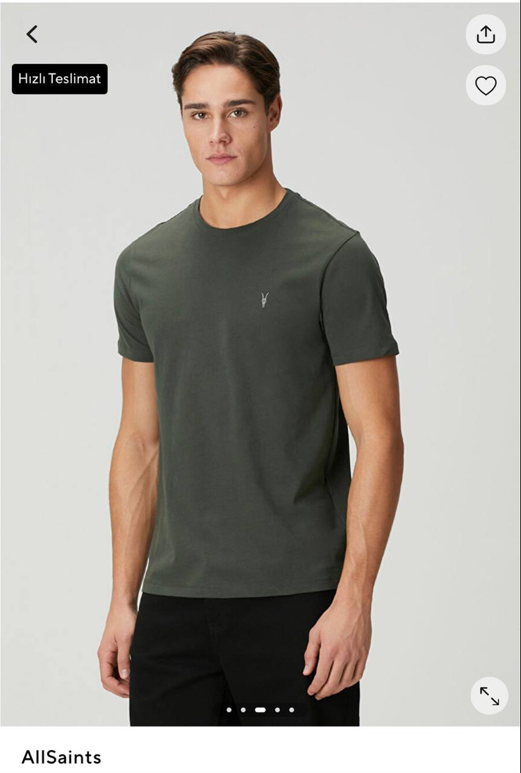ALLSAINT NAKIŞ LOGOLU TSHIRT PAMUK PIMA  KUMAŞ REGULAR FIT