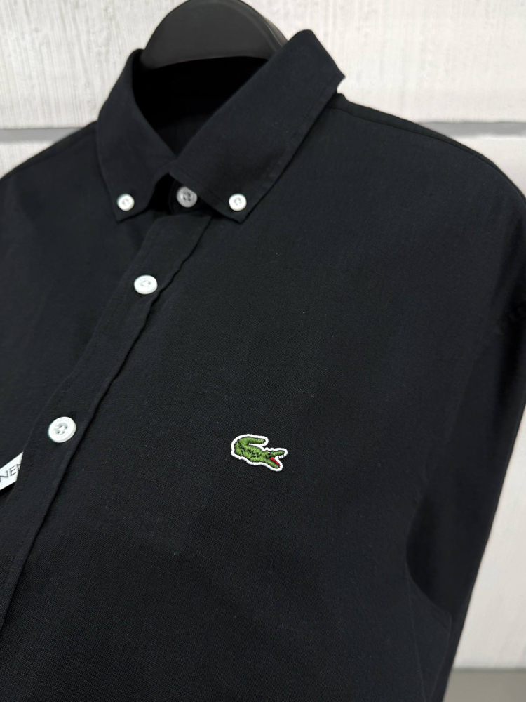 LACOSTE KETEN GÖMLEK TİMSAH NAKIŞ İŞLEMELİ RAHAT KALIP