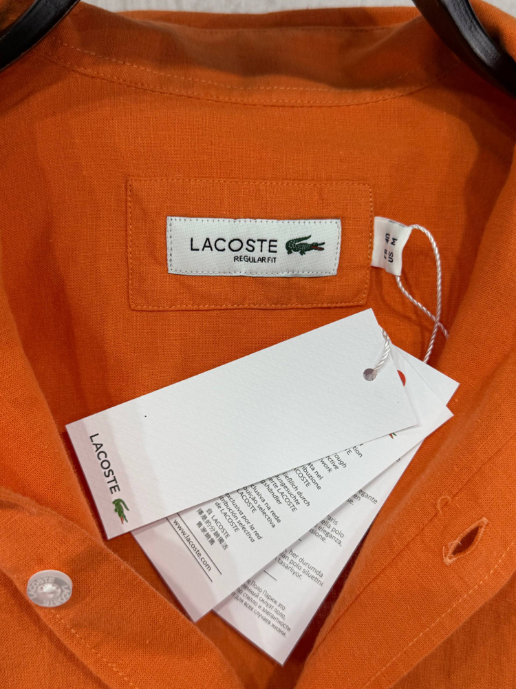 LACOSTE KETEN GÖMLEK TİMSAH NAKIŞ İŞLEMELİ RAHAT KALIP
