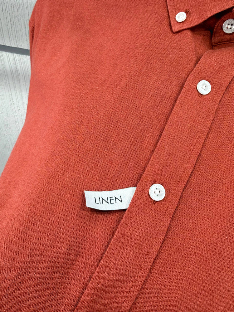 LACOSTE KETEN GÖMLEK TİMSAH NAKIŞ İŞLEMELİ RAHAT KALIP