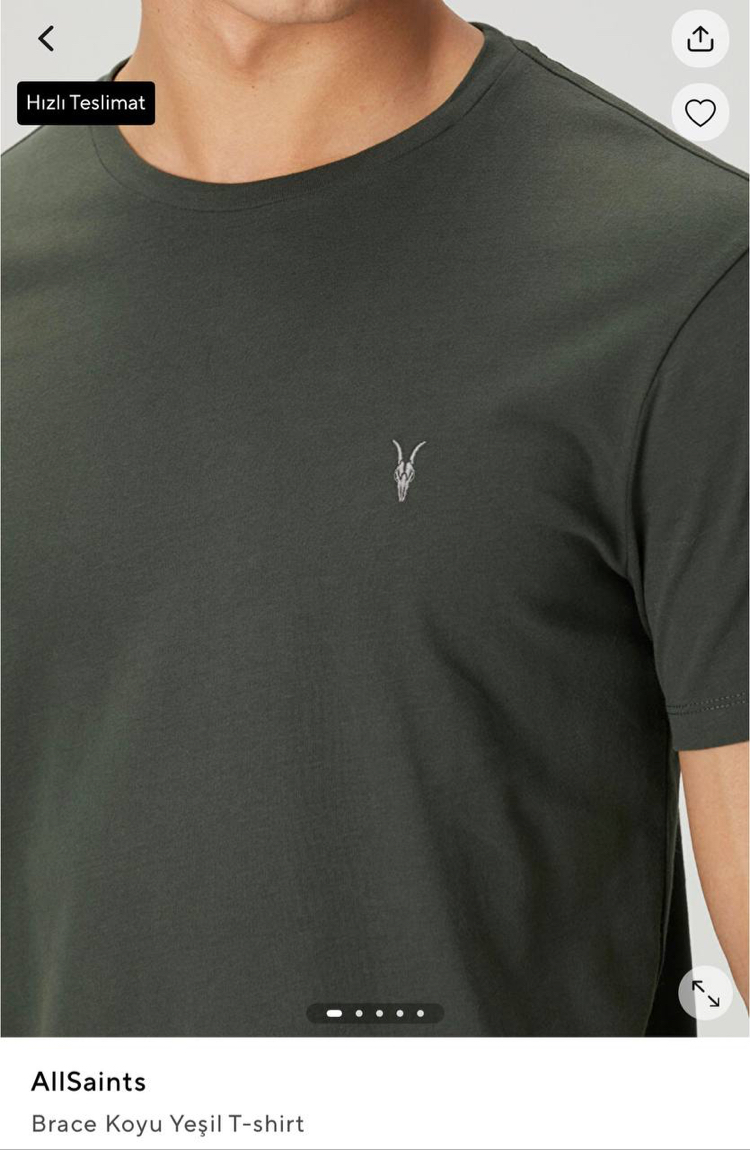ALLSAINT NAKIŞ LOGOLU TSHIRT PAMUK PIMA  KUMAŞ REGULAR FIT