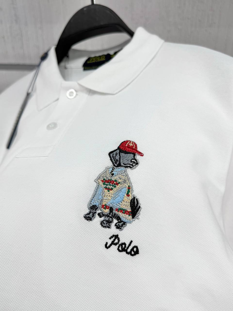 POLO RALPH LAUREN DOG NAKIŞ İŞLEMELİ PAMUK PİKE KUMAŞ POLO YAKA
