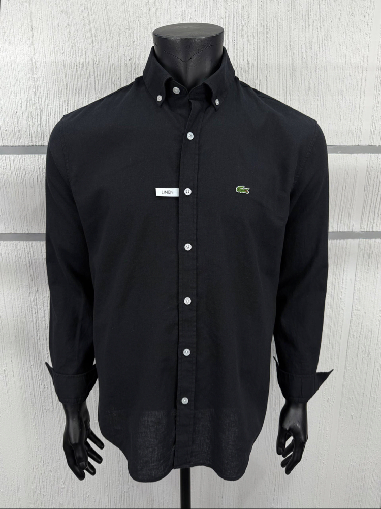 LACOSTE KETEN GÖMLEK TİMSAH NAKIŞ İŞLEMELİ RAHAT KALIP