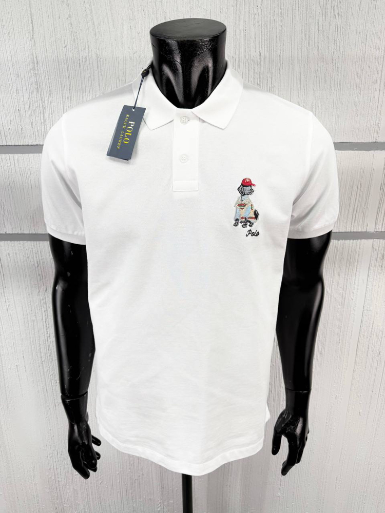 POLO RALPH LAUREN DOG NAKIŞ İŞLEMELİ PAMUK PİKE KUMAŞ POLO YAKA
