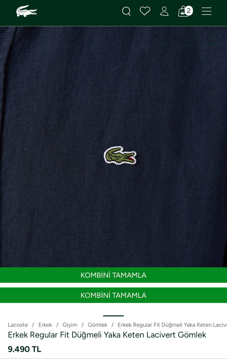 LACOSTE KETEN GÖMLEK TİMSAH NAKIŞ İŞLEMELİ RAHAT KALIP