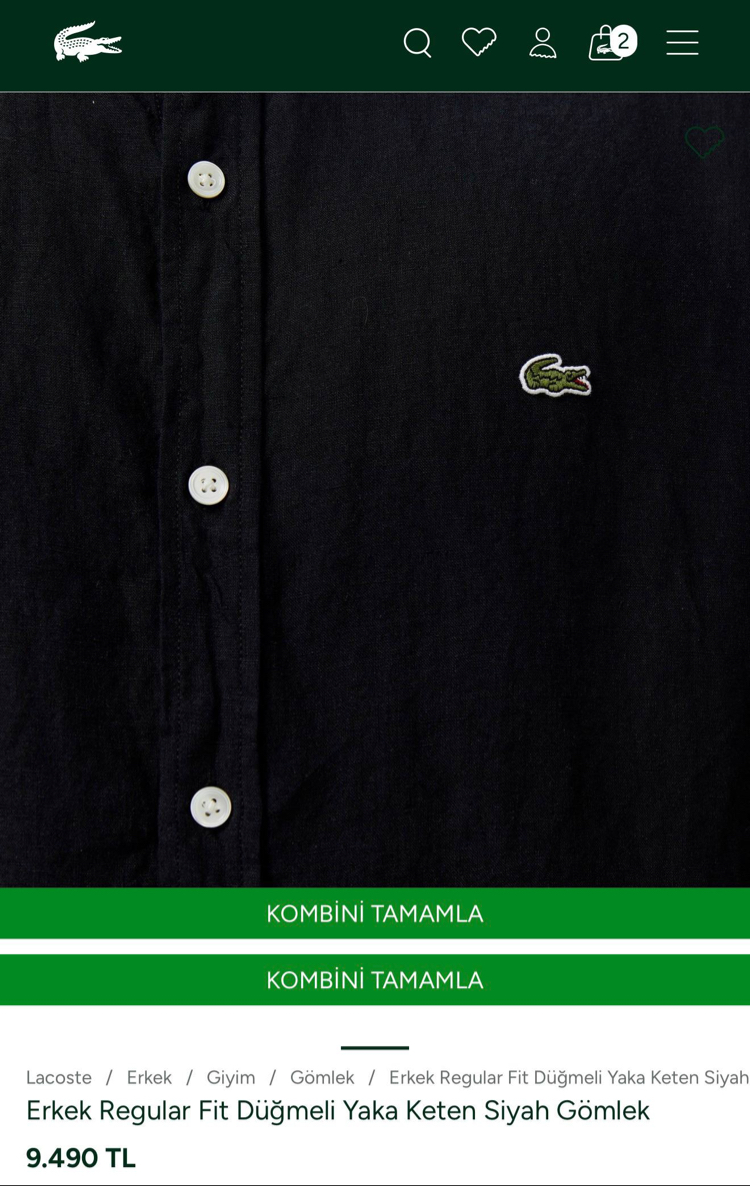 LACOSTE KETEN GÖMLEK TİMSAH NAKIŞ İŞLEMELİ RAHAT KALIP