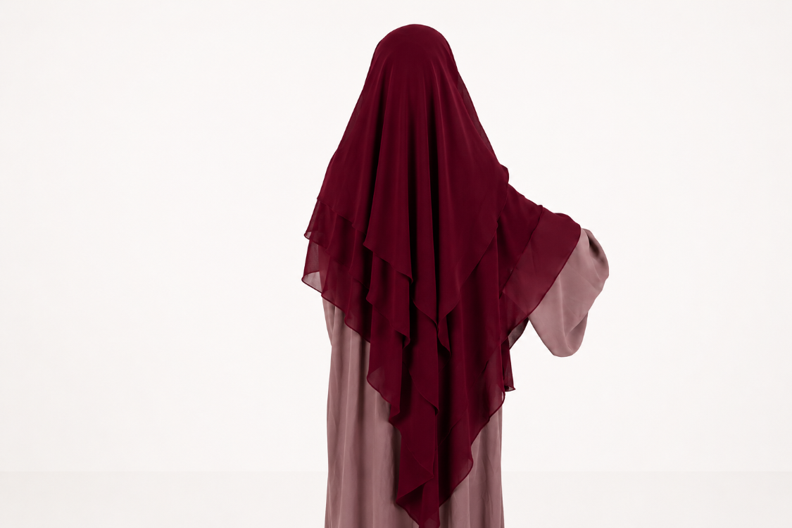 KHİMAR UZUN SUFLE (BORDO)