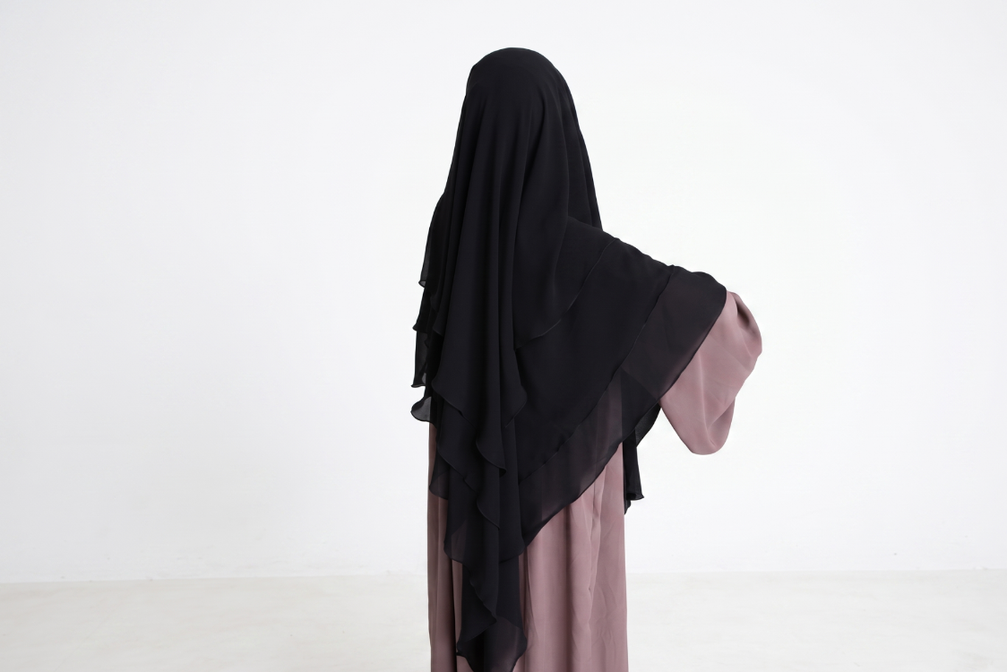 KHİMAR UZUN SUFLE (SİYAH)