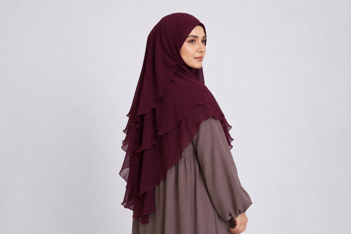 KHİMAR KISA SUFLE (BORDO)