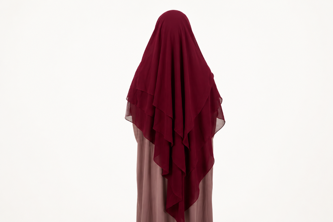 KHİMAR UZUN SUFLE (BORDO)