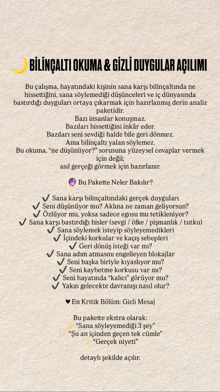 BİLİNÇALTI OKUMA (Blokajlar + Gizli Duygular + Şifa Noktaları)