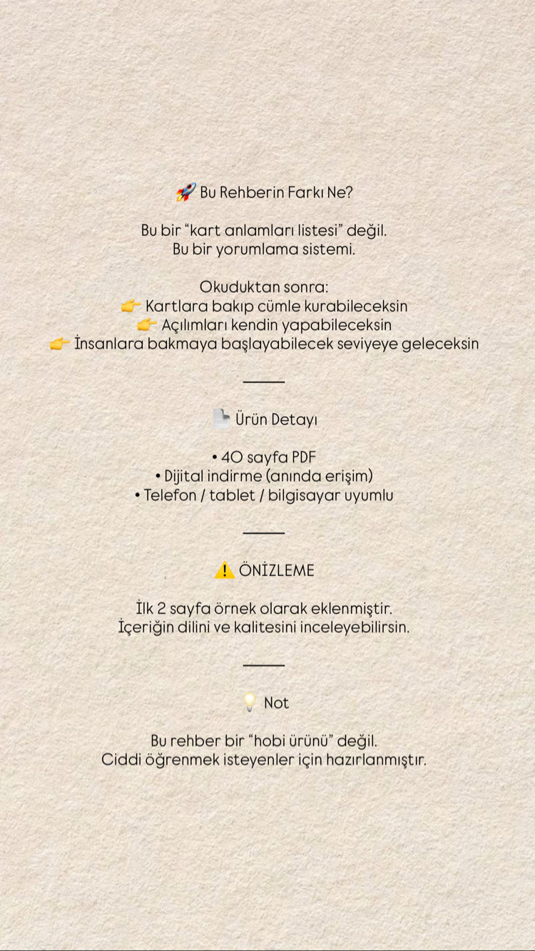 TAROT ÖĞREN | KENDİ AÇILIMINI YAP REHBERİ (PDF) 