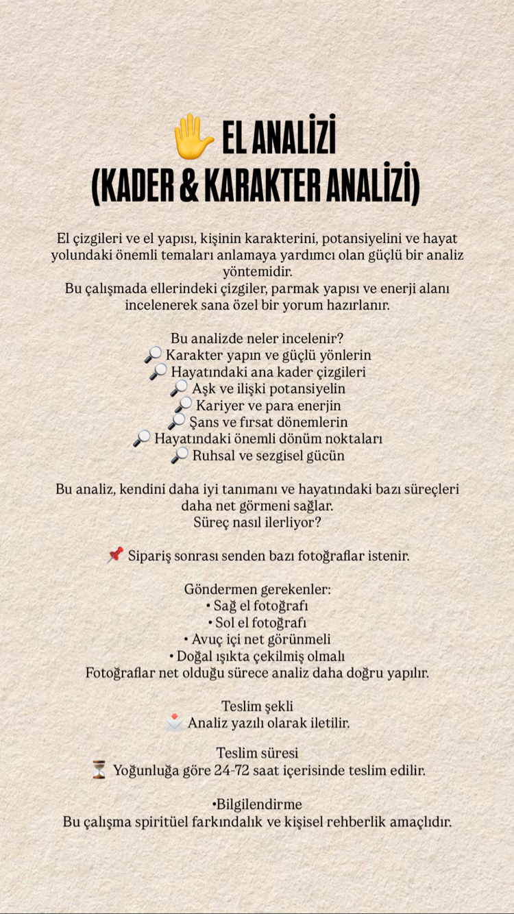 EL ANALİZİ (Kader& Karakter Analizi)