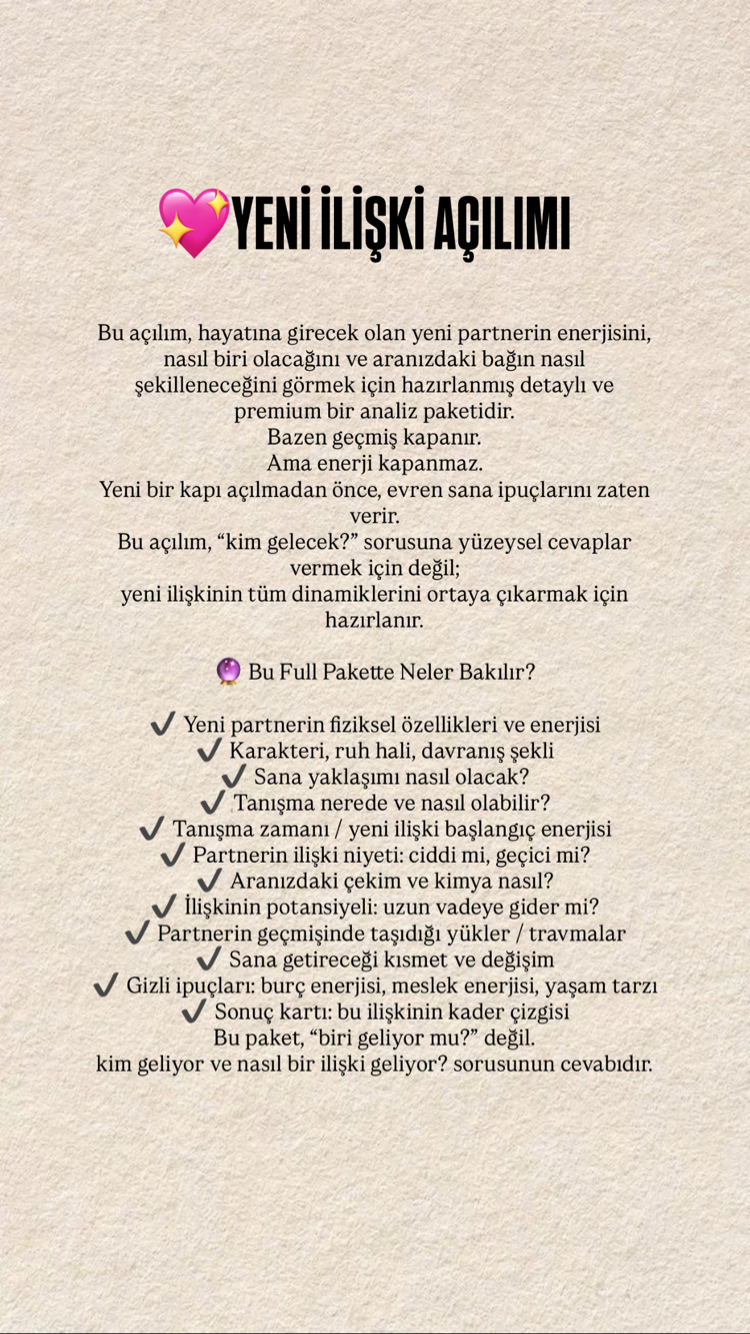 YENİ İLİŞKİ /NEXT PARTNER AÇILIMI (Kim? Ne Zaman?)