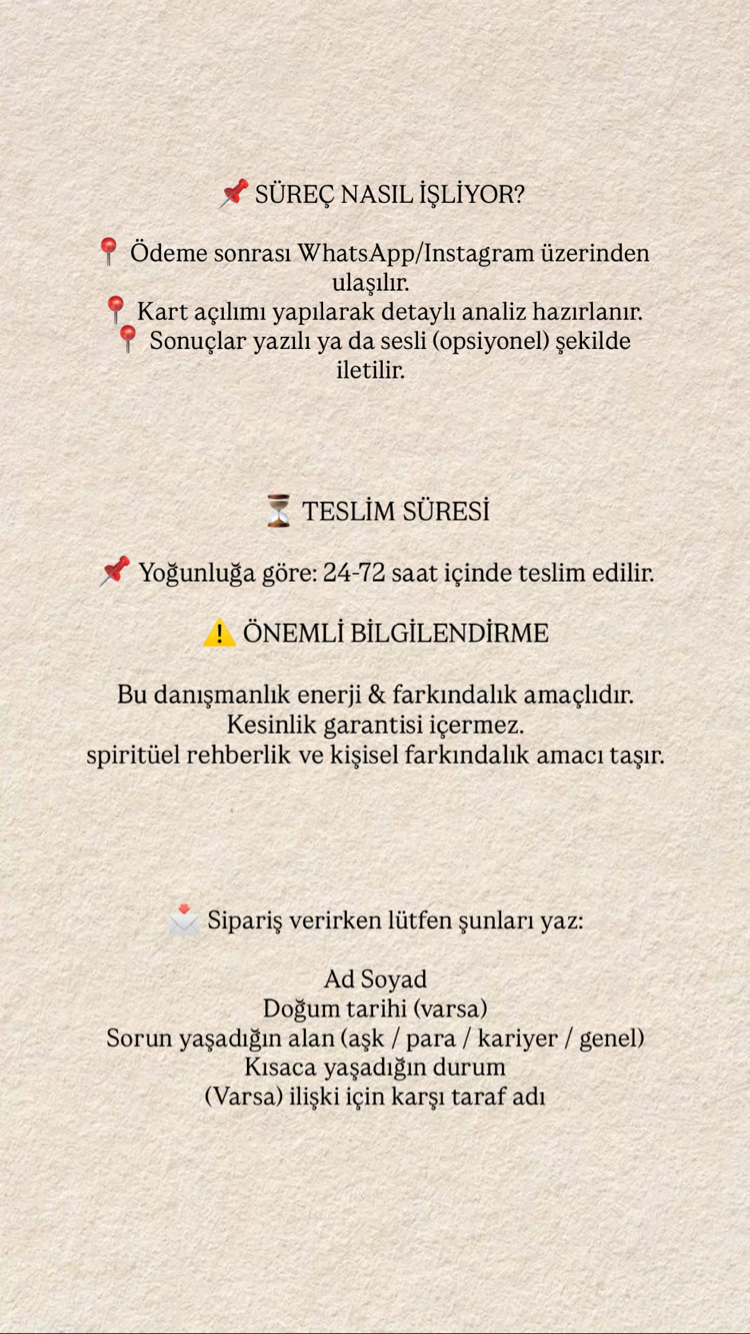 NAZAR / NEGATİF ENERJİ ANALİZİ (Tarot / Katina Destekli)