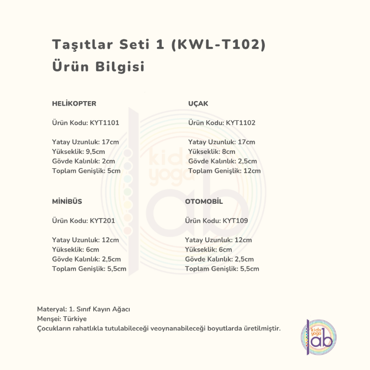 Taşıtlar Seti - Uçak, Helikopter, Minibüs, Otomobil Ahşap Oyuncaklar