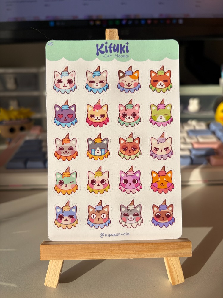 cat moods sticker sheet