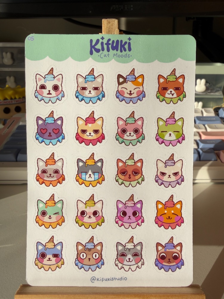 cat moods sticker sheet