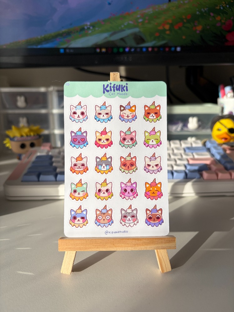 cat moods sticker sheet