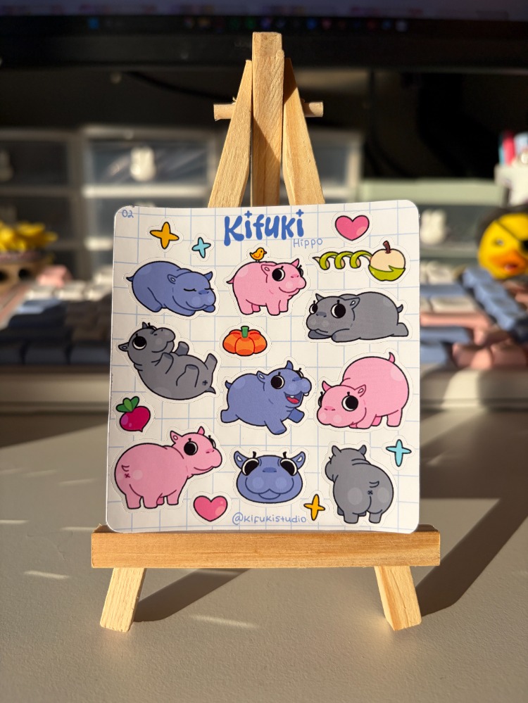 hippo sticker sheet